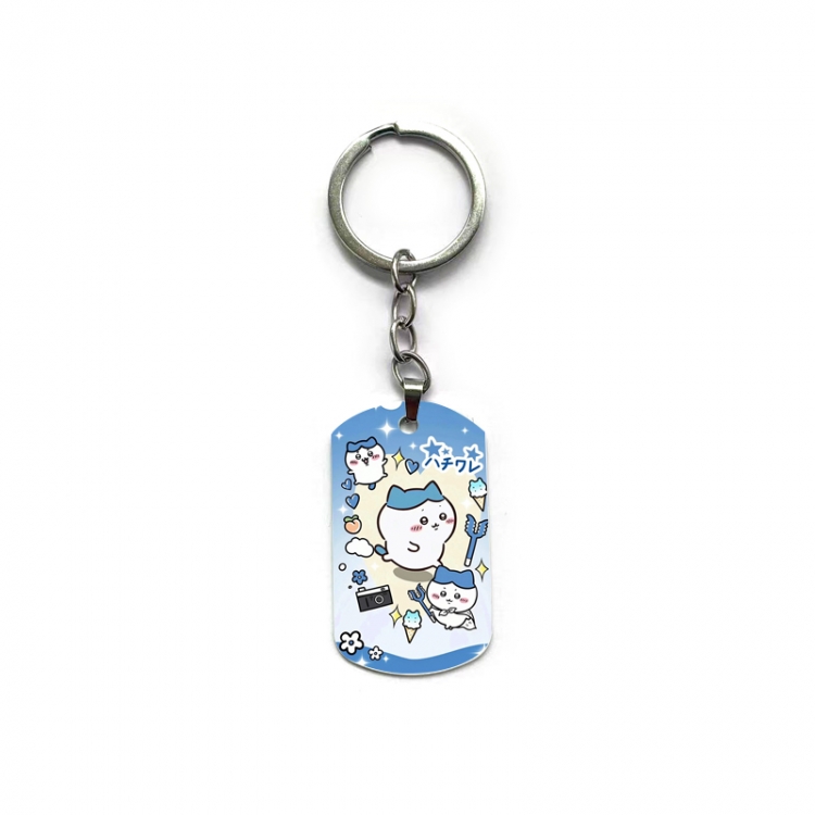 Chiikawa Anime double-sided full-color printed military brand ring keychain price for 5 pcs