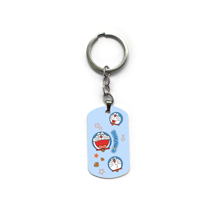 Doraemon Anime double-sided full-color printed military brand ring keychain price for 5 pcs