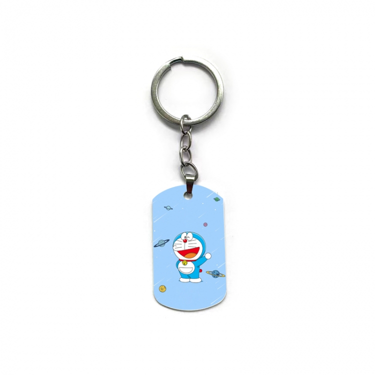 Doraemon Anime double-sided full-color printed military brand ring keychain price for 5 pcs