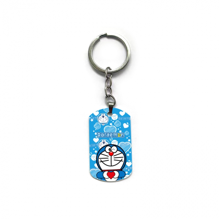 Doraemon Anime double-sided full-color printed military brand ring keychain price for 5 pcs