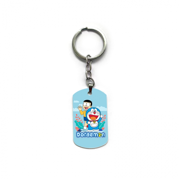 Doraemon Anime double-sided full-color printed military brand ring keychain price for 5 pcs