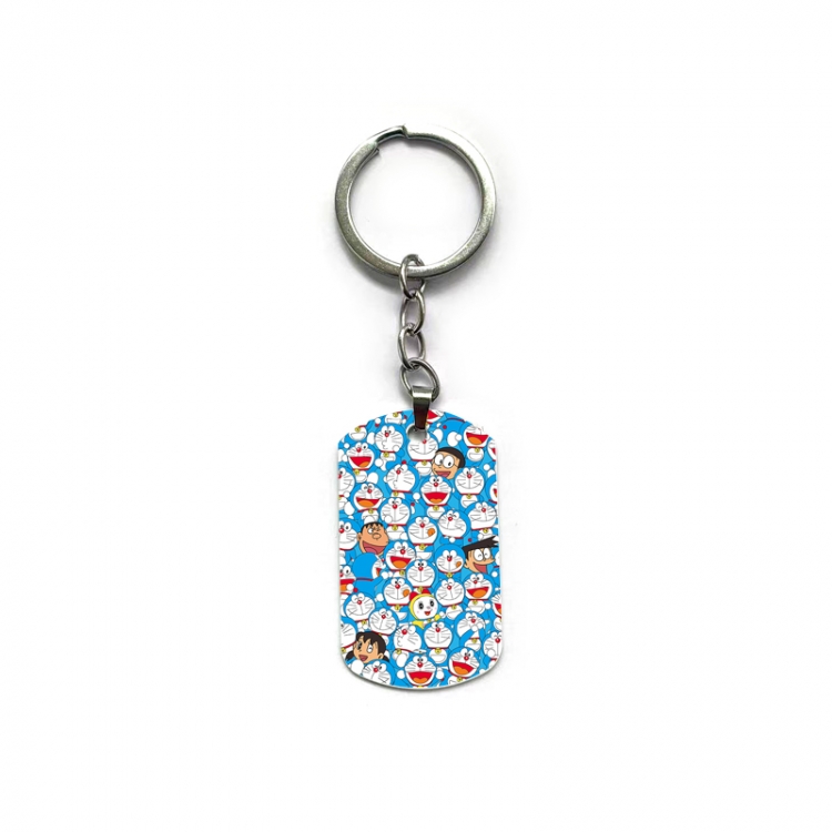 Doraemon Anime double-sided full-color printed military brand ring keychain price for 5 pcs