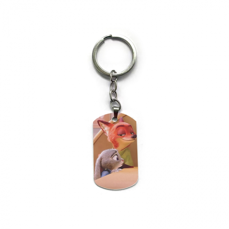 Zootopia Anime double-sided full-color printed military brand ring keychain price for 5 pcs