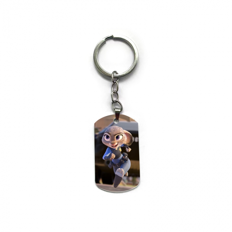 Zootopia Anime double-sided full-color printed military brand ring keychain price for 5 pcs