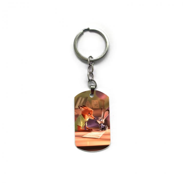 Zootopia Anime double-sided full-color printed military brand ring keychain price for 5 pcs