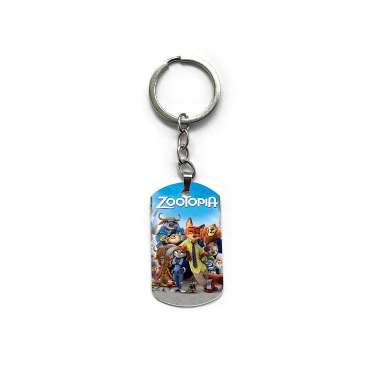 Zootopia Anime double-sided full-color printed military brand ring keychain price for 5 pcs