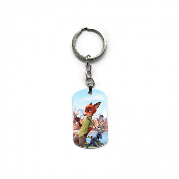 Zootopia Anime double-sided full-color printed military brand ring keychain price for 5 pcs