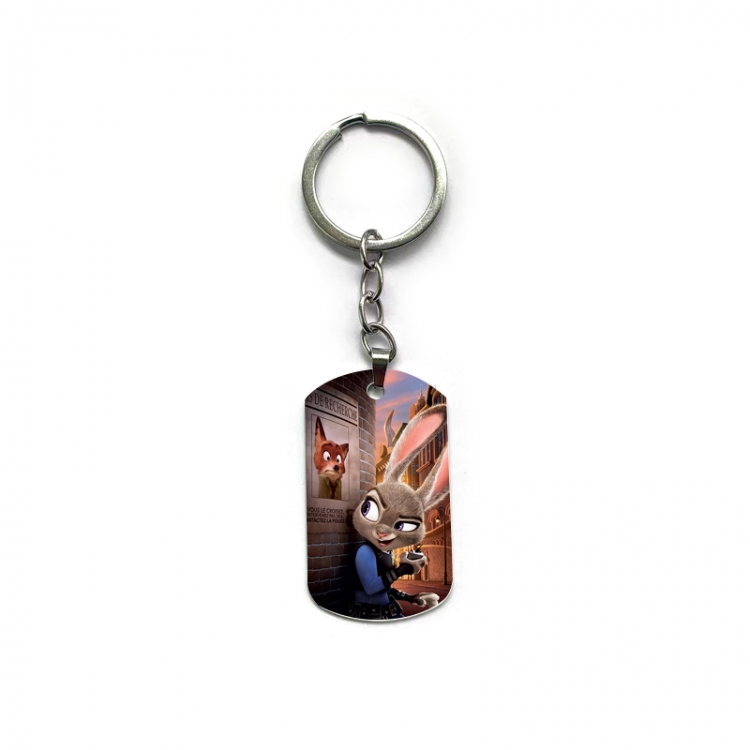 Zootopia Anime double-sided full-color printed military brand ring keychain price for 5 pcs