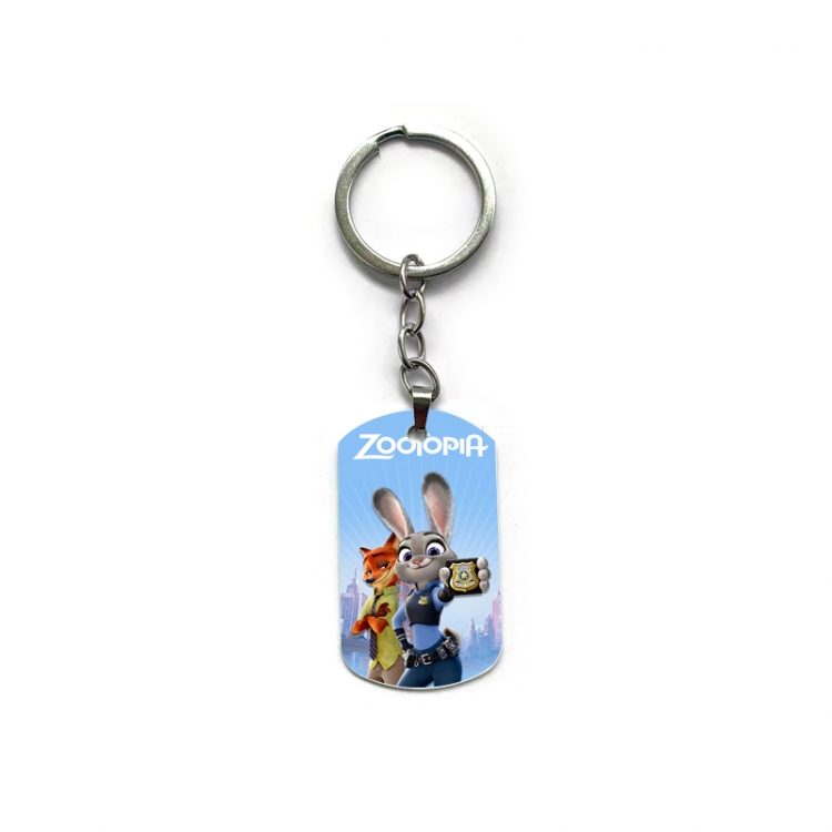 Zootopia Anime double-sided full-color printed military brand ring keychain price for 5 pcs