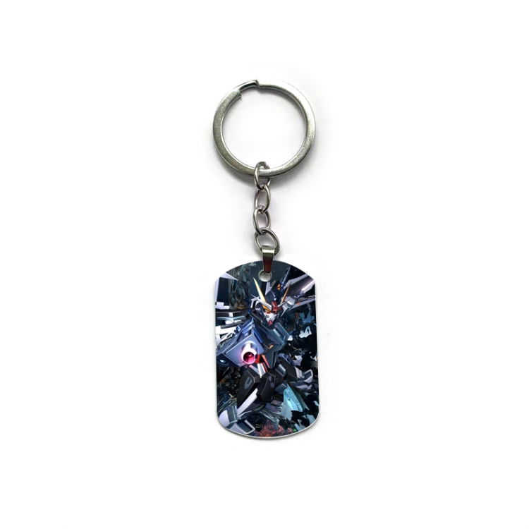 Gundam Anime double-sided full-color printed military brand ring keychain price for 5 pcs