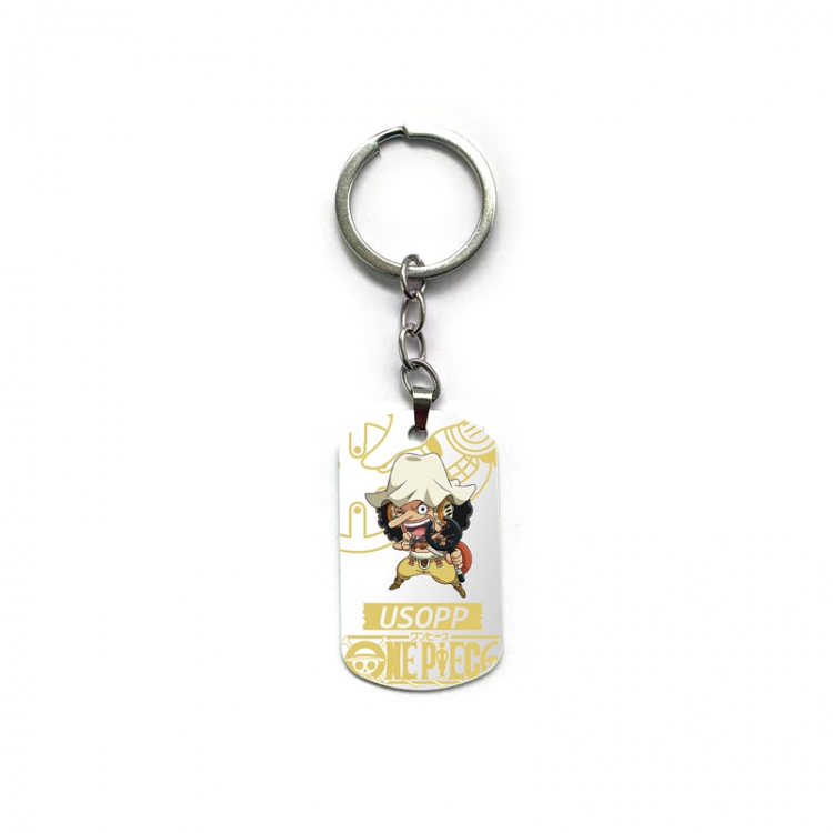 One Piece Anime double-sided full-color printed military brand ring keychain price for 5 pcs