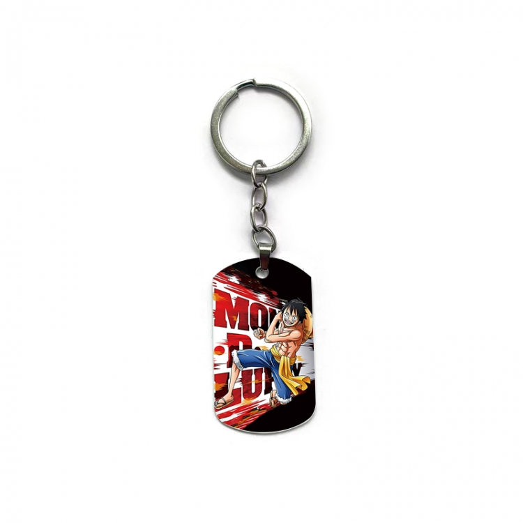 One Piece Anime double-sided full-color printed military brand ring keychain price for 5 pcs