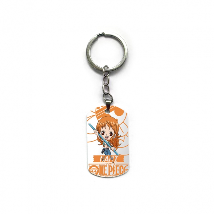 One Piece Anime double-sided full-color printed military brand ring keychain price for 5 pcs