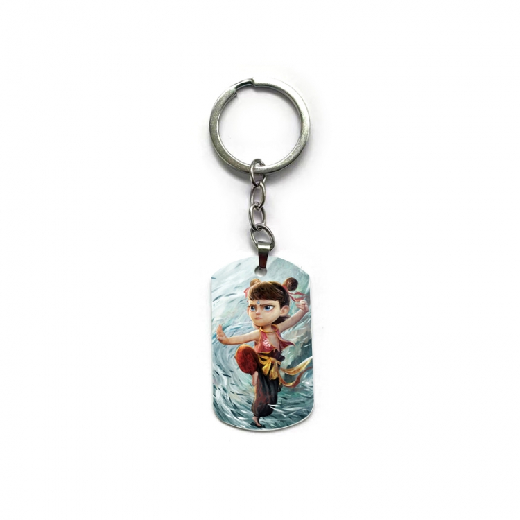 Nezha Anime double-sided full-color printed military brand ring keychain price for 5 pcs