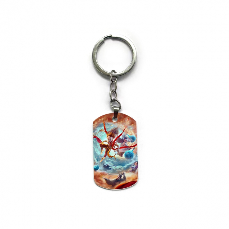 Nezha Anime double-sided full-color printed military brand ring keychain price for 5 pcs