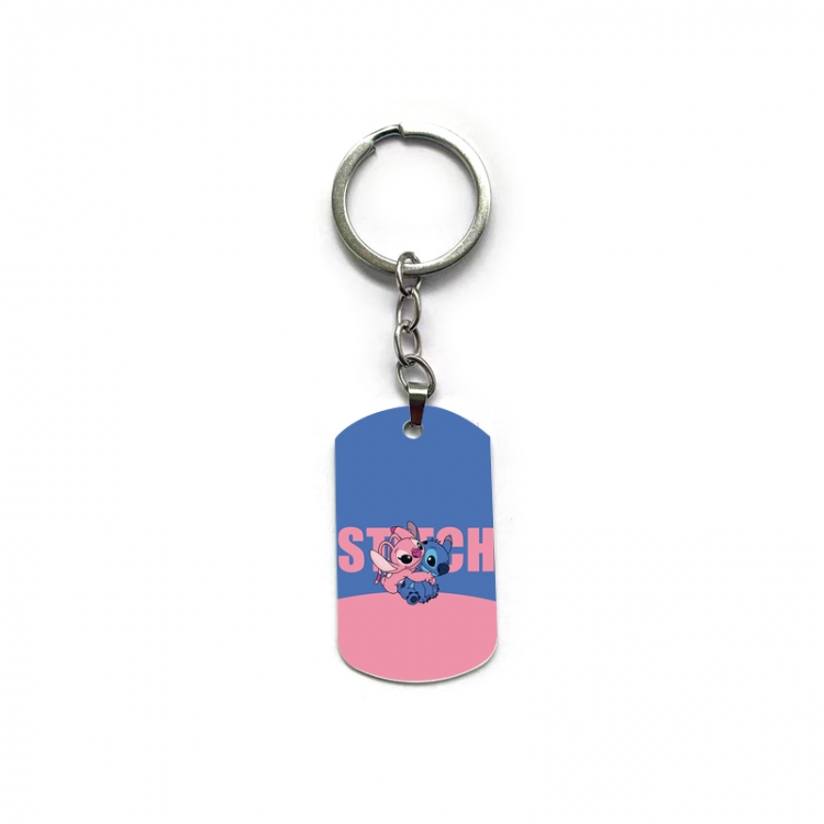 Lilo & Stitch Anime double-sided full-color printed military brand ring keychain price for 5 pcs