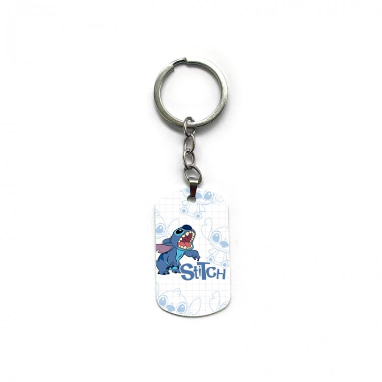 Lilo & Stitch Anime double-sided full-color printed military brand ring keychain price for 5 pcs