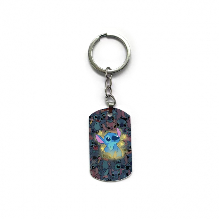 Lilo & Stitch Anime double-sided full-color printed military brand ring keychain price for 5 pcs