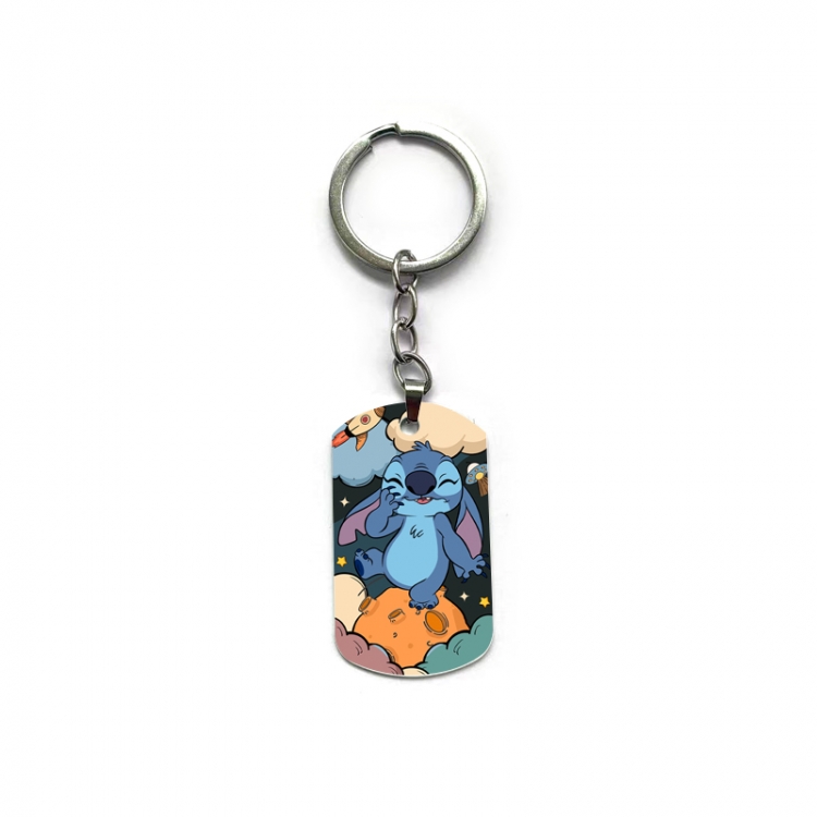 Lilo & Stitch Anime double-sided full-color printed military brand ring keychain price for 5 pcs