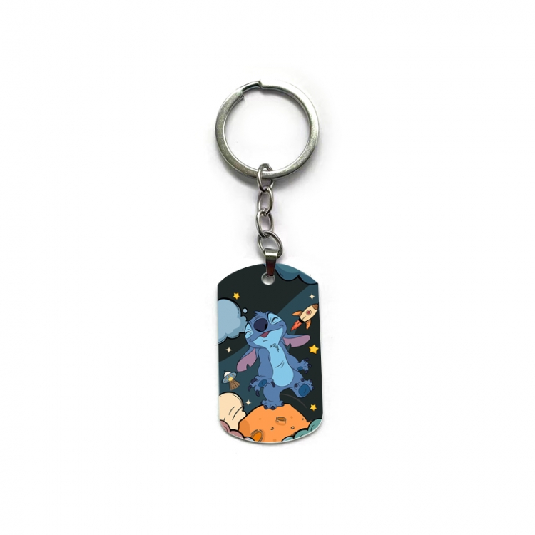 Lilo & Stitch Anime double-sided full-color printed military brand ring keychain price for 5 pcs