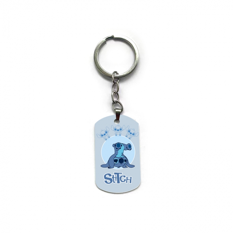 Lilo & Stitch Anime double-sided full-color printed military brand ring keychain price for 5 pcs