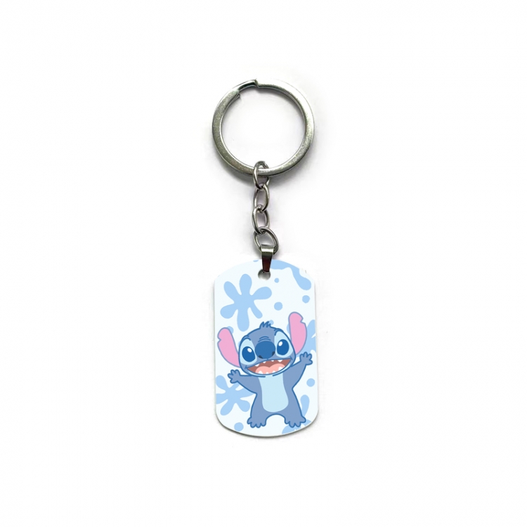 Lilo & Stitch Anime double-sided full-color printed military brand ring keychain price for 5 pcs