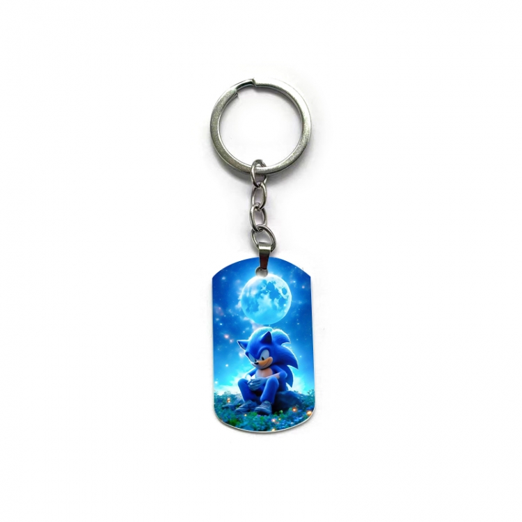 Sonic The Hedgehog Anime double-sided full-color printed military brand ring keychain price for 5 pcs