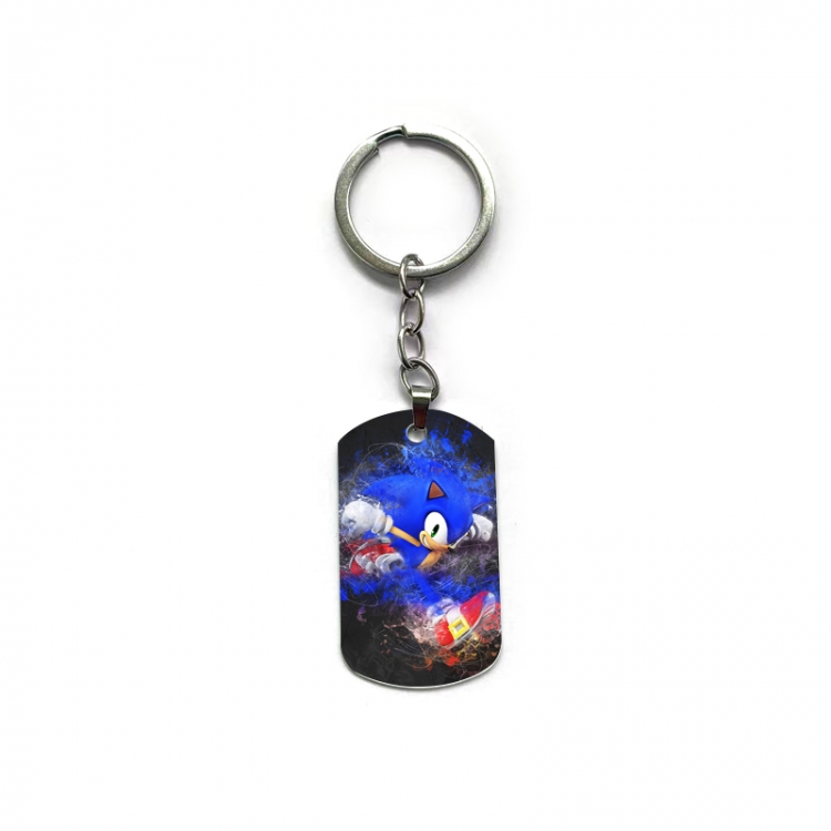 Sonic The Hedgehog Anime double-sided full-color printed military brand ring keychain price for 5 pcs