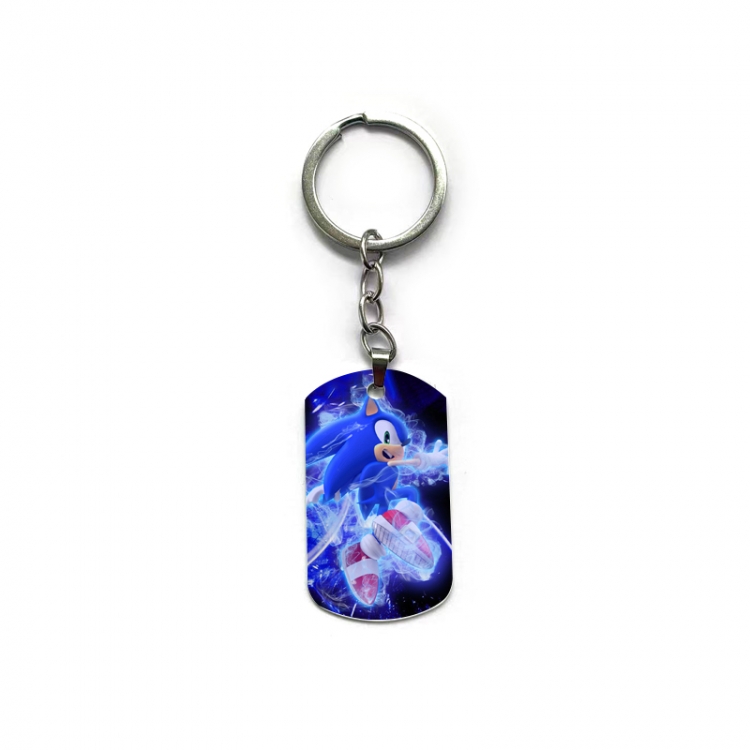 Sonic The Hedgehog Anime double-sided full-color printed military brand ring keychain price for 5 pcs