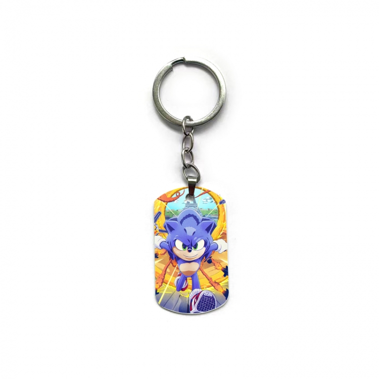 Sonic The Hedgehog Anime double-sided full-color printed military brand ring keychain price for 5 pcs