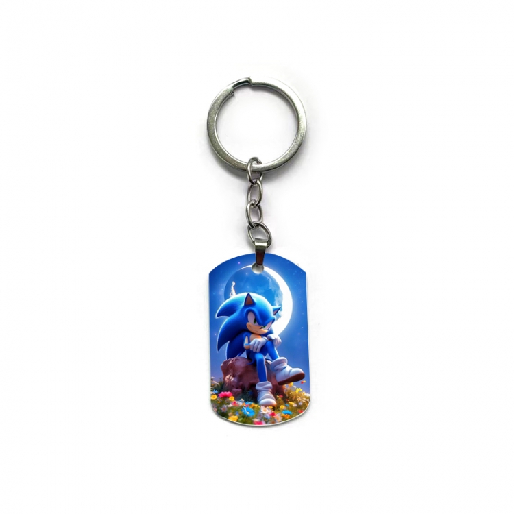 Sonic The Hedgehog Anime double-sided full-color printed military brand ring keychain price for 5 pcs