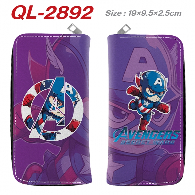 Marvel Anime peripheral PU leather full-color long zippered wallet 19.5x9.5x2.5cm QL-2892