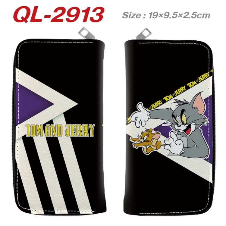 Tom and Jerry Anime peripheral PU leather full-color long zippered wallet 19.5x9.5x2.5cm QL-2913