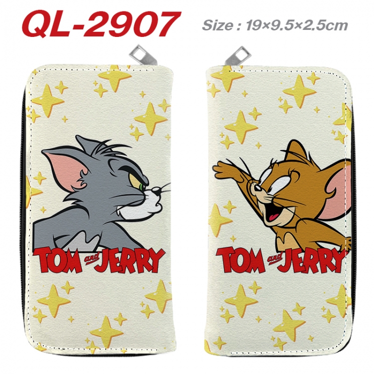 Tom and Jerry Anime peripheral PU leather full-color long zippered wallet 19.5x9.5x2.5cm QL-2907