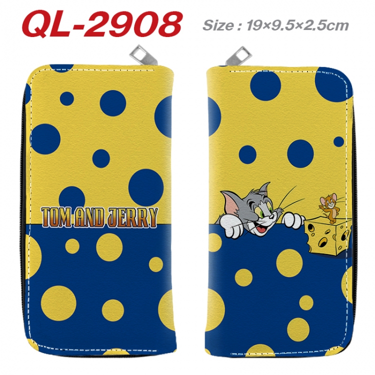 Tom and Jerry Anime peripheral PU leather full-color long zippered wallet 19.5x9.5x2.5cm QL-2908