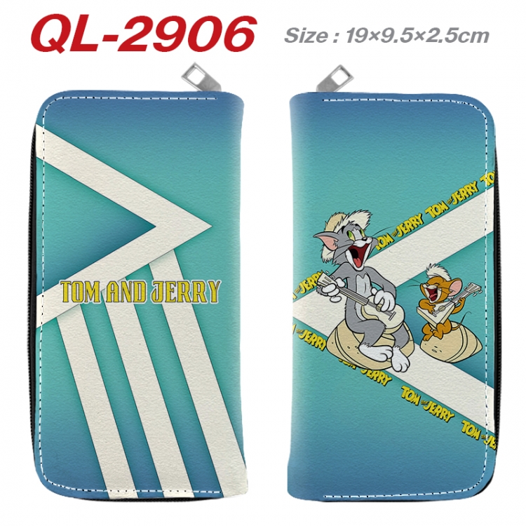 Tom and Jerry Anime peripheral PU leather full-color long zippered wallet 19.5x9.5x2.5cm QL-2906