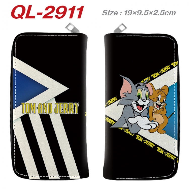 Tom and Jerry Anime peripheral PU leather full-color long zippered wallet 19.5x9.5x2.5cm QL-2911