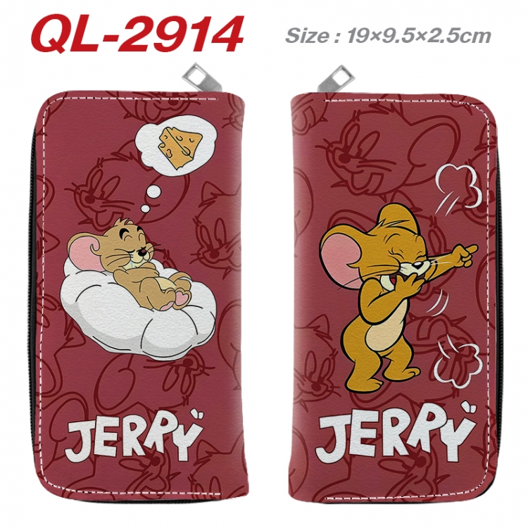 Tom and Jerry Anime peripheral PU leather full-color long zippered wallet 19.5x9.5x2.5cm QL-2914