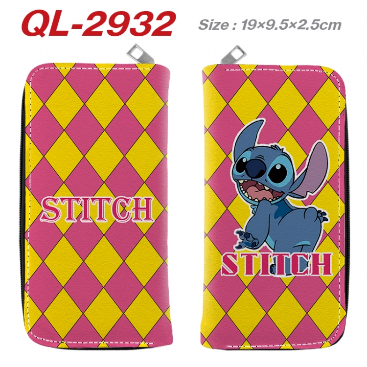 Lilo & Stitch Anime peripheral PU leather full-color long zippered wallet 19.5x9.5x2.5cm