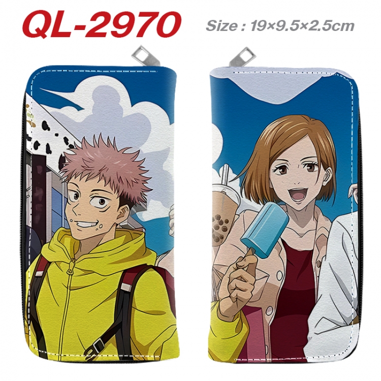 Jujutsu Kaisen Anime peripheral PU leather full-color long zippered wallet 19.5x9.5x2.5cm  QL-2970