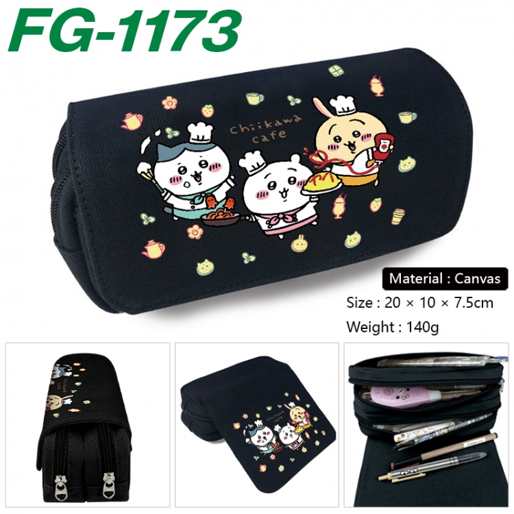 Chiikawa Anime Multi-Function Double Zipper Canvas Cosmetic Bag Pen Case 20x10x7.5cm FG-1173