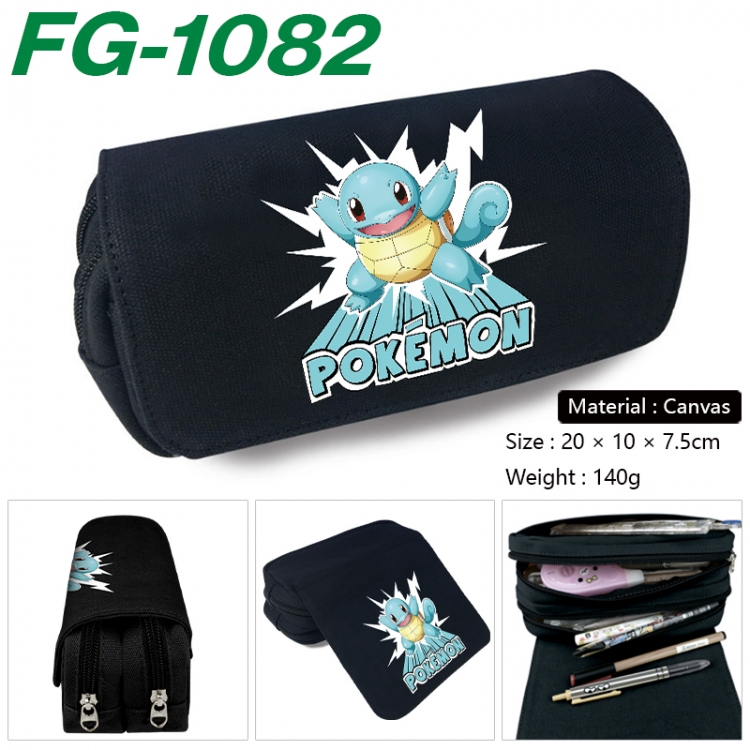 Pokemon Anime Multi-Function Double Zipper Canvas Cosmetic Bag Pen Case 20x10x7.5cm  FG-1082