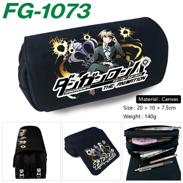 Dangan-Ronpa Anime Multi-Function Double Zipper Canvas Cosmetic Bag Pen Case 20x10x7.5cm FG-1073