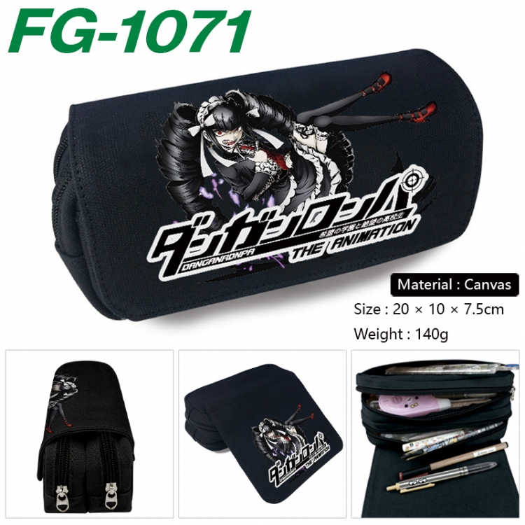 Dangan-Ronpa Anime Multi-Function Double Zipper Canvas Cosmetic Bag Pen Case 20x10x7.5cm FG-1071