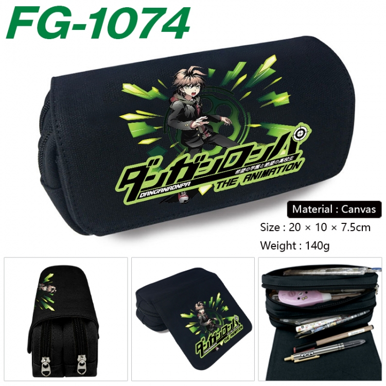 Dangan-Ronpa Anime Multi-Function Double Zipper Canvas Cosmetic Bag Pen Case 20x10x7.5cm  FG-1074