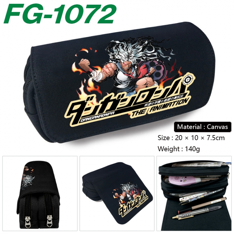 Dangan-Ronpa Anime Multi-Function Double Zipper Canvas Cosmetic Bag Pen Case 20x10x7.5cm  FG-1072