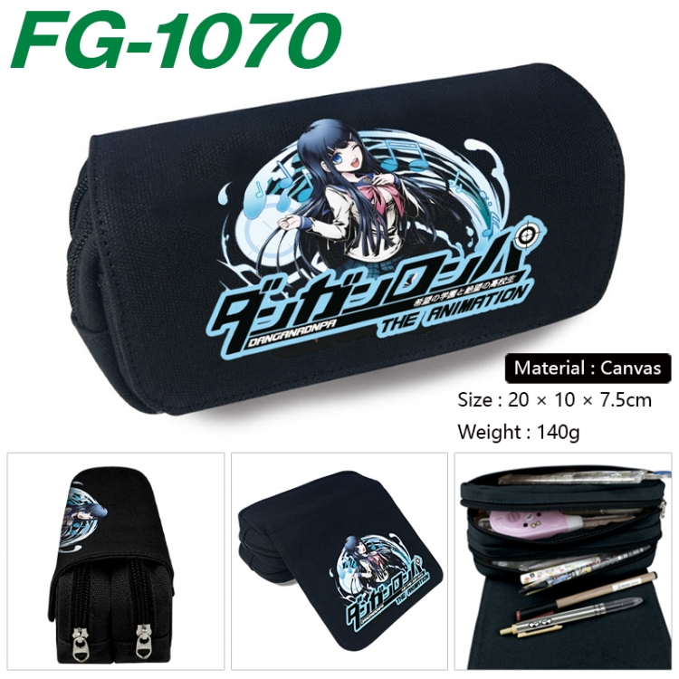 Dangan-Ronpa Anime Multi-Function Double Zipper Canvas Cosmetic Bag Pen Case 20x10x7.5cm FG-1070