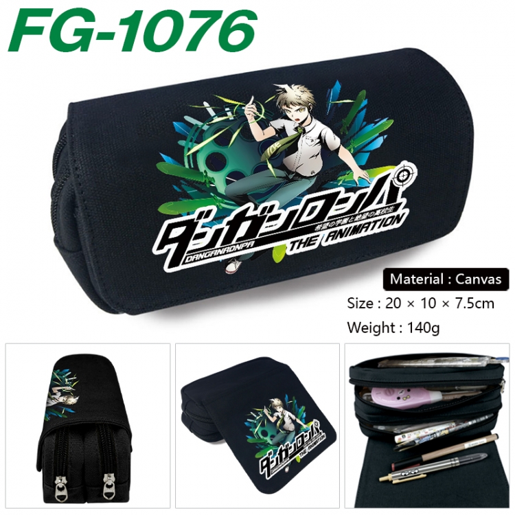 Dangan-Ronpa Anime Multi-Function Double Zipper Canvas Cosmetic Bag Pen Case 20x10x7.5cm  FG-1076