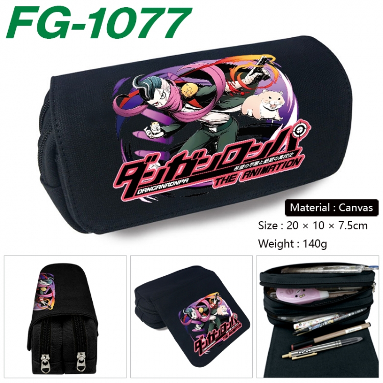 Dangan-Ronpa Anime Multi-Function Double Zipper Canvas Cosmetic Bag Pen Case 20x10x7.5cm FG-1077