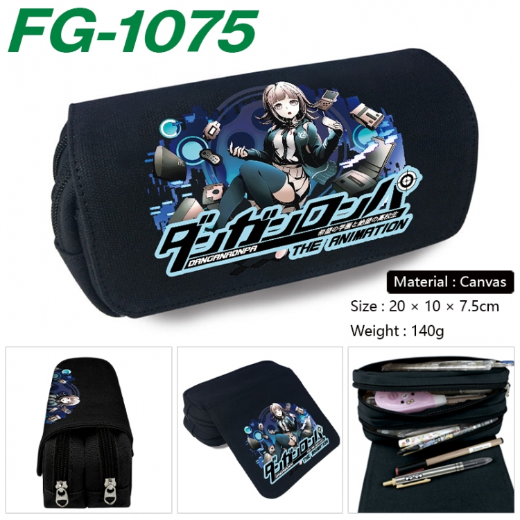 Dangan-Ronpa Anime Multi-Function Double Zipper Canvas Cosmetic Bag Pen Case 20x10x7.5cm FG-1075